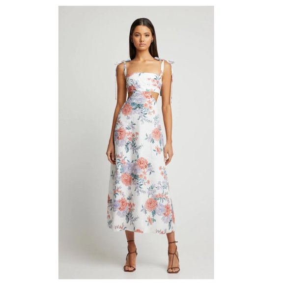 SOFIA THE LABEL Mimi Cut Out Midi Dress Jewel Floral - Picture 1 of 10